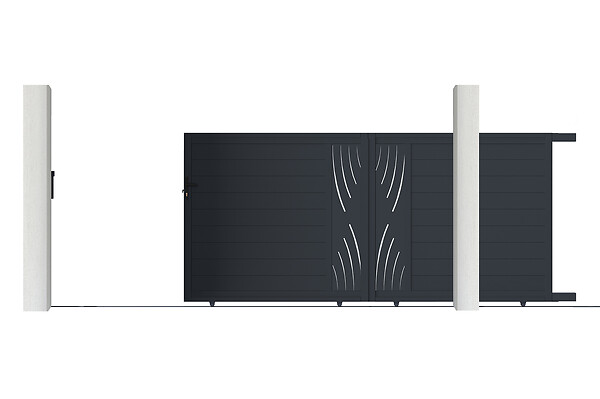 CASANOOV - Casanoov Portail coulissant 3 m VELETA H.160  cm + Portillon 1m VELETA H.160  cm aluminium gris - large