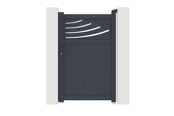 CASANOOV - Casanoov Portail coulissant 3 m HALTI H.160  cm + Portillon 1m HALTI H.160  cm aluminium gris - large