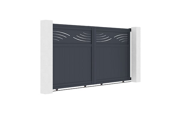 CASANOOV - Casanoov Portail coulissant 3 m HALTI H.160  cm + Portillon 1m HALTI H.160  cm aluminium gris - large