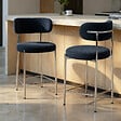 SICAAN - Sicaan Lot de 2 tabourets de bar bouclettes style contemporain NOVA bleu nuit - vignette