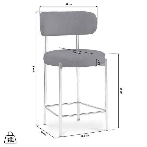 SICAAN - Sicaan Lot de 2 tabourets de bar bouclettes style contemporain NOVA bleu nuit - large