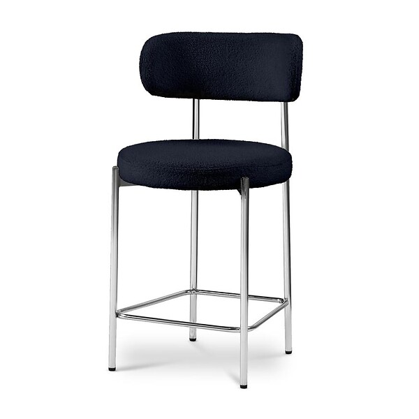 SICAAN - Sicaan Lot de 2 tabourets de bar bouclettes style contemporain NOVA bleu nuit - large
