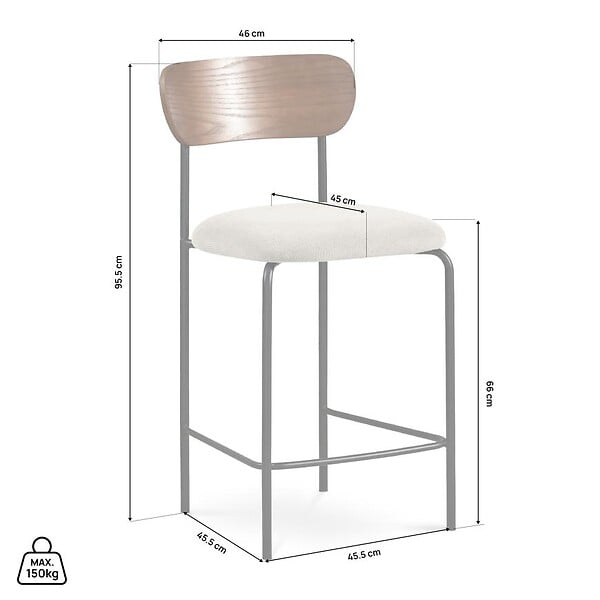 SICAAN - Sicaan Lot de 2 tabourets de bar scandinaves OLIVIA velours côtelé beige - large