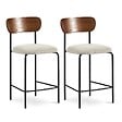 SICAAN - Sicaan Lot de 2 tabourets de bar scandinaves OLIVIA velours côtelé beige - vignette