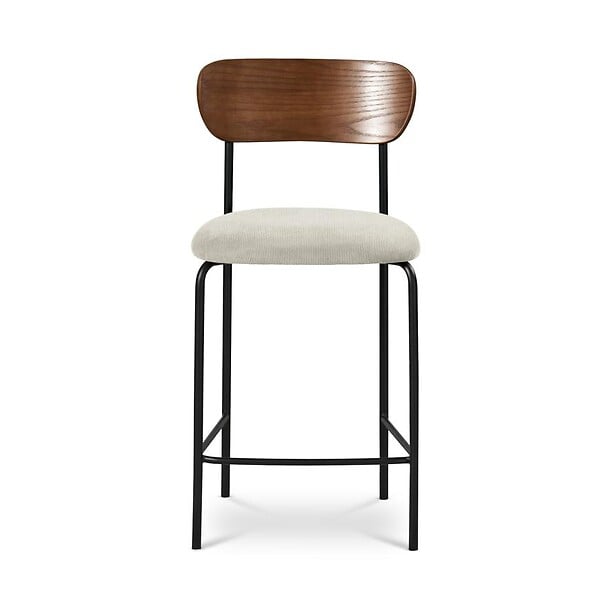 SICAAN - Sicaan Lot de 2 tabourets de bar scandinaves OLIVIA velours côtelé beige - large