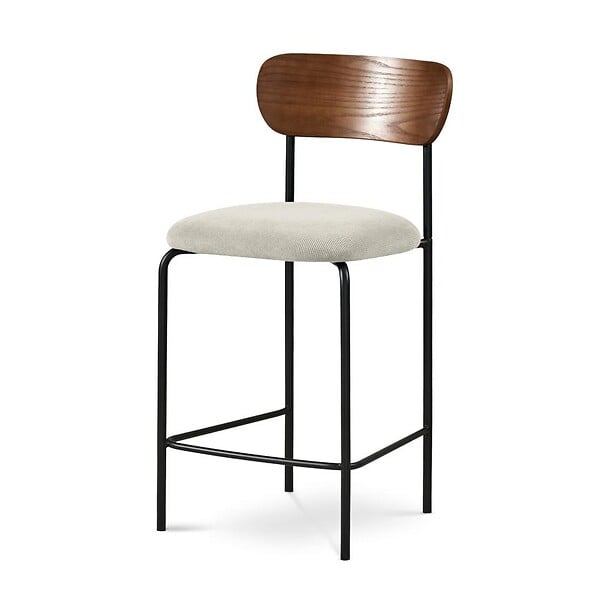 SICAAN - Sicaan Lot de 2 tabourets de bar scandinaves OLIVIA velours côtelé beige - large