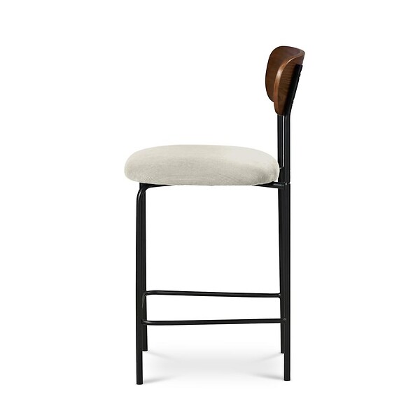 SICAAN - Sicaan Lot de 2 tabourets de bar scandinaves OLIVIA velours côtelé beige - large