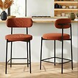 SICAAN - Sicaan Lot de 2 tabourets de bar modernes IRIS velours côtelé terracotta 65 cm - vignette