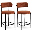 SICAAN - Sicaan Lot de 2 tabourets de bar modernes IRIS velours côtelé terracotta 65 cm - vignette