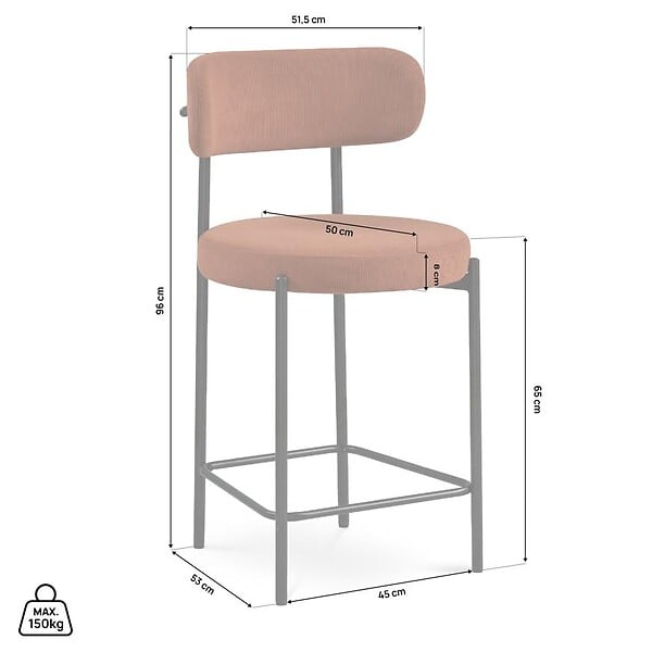 SICAAN - Sicaan Lot de 2 tabourets de bar modernes IRIS velours côtelé terracotta 65 cm - large