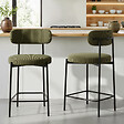 SICAAN - Sicaan Lot de 2 tabourets de bar modernes IRIS velours côtelé kaki 65 cm - vignette