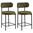SICAAN - Sicaan Lot de 2 tabourets de bar modernes IRIS velours côtelé kaki 65 cm - vignette