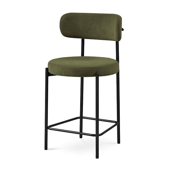 SICAAN - Sicaan Lot de 2 tabourets de bar modernes IRIS velours côtelé kaki 65 cm - large