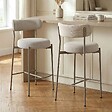 SICAAN - Sicaan Lot de 2 tabourets de Bar Contemporains GABY en Tissu Chenille Beige - vignette