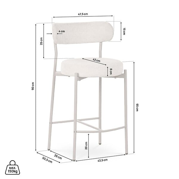 SICAAN - Sicaan Lot de 2 tabourets de Bar Contemporains GABY en Tissu Chenille Beige - large