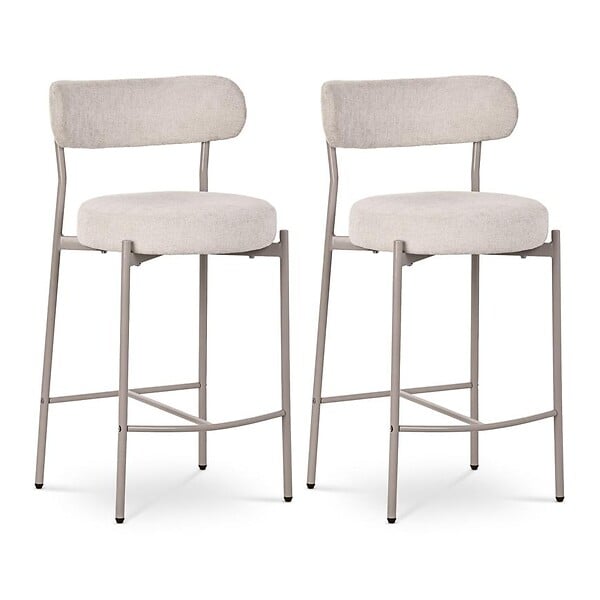 SICAAN - Sicaan Lot de 2 tabourets de Bar Contemporains GABY en Tissu Chenille Beige - large