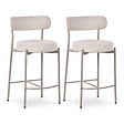 SICAAN - Sicaan Lot de 2 tabourets de Bar Contemporains GABY en Tissu Chenille Beige - vignette