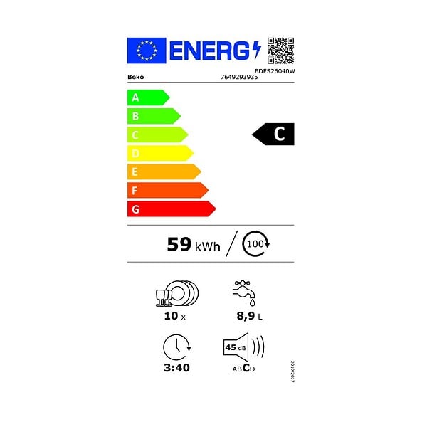 BEKO - Lave-vaisselle 45cm 10 Couverts 45db - BDFS26040W - large