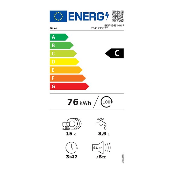 BEKO - Lave-vaisselle 60cm 15 Couverts 41db Blanc - BDFN26540WP - large