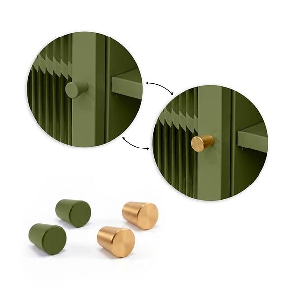 SICAAN - Sicaan Meuble TV Industriel en métal Vert Olive 160 cm 2 Portes en Verre cannelé - Come - large