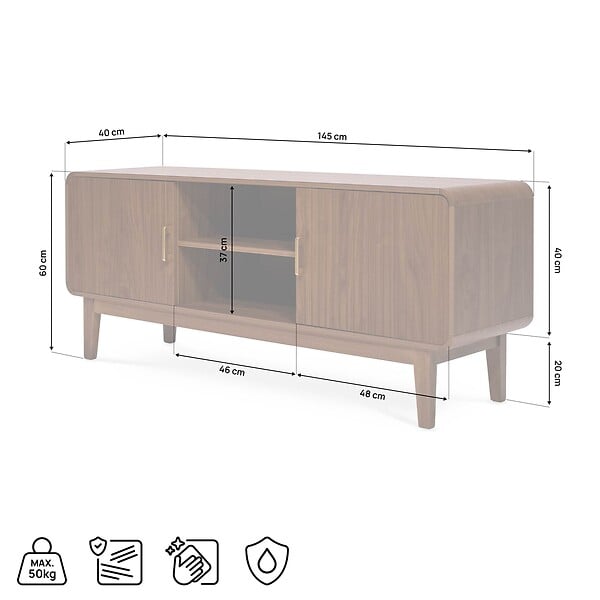 SICAAN - Sicaan Meuble TV MILO couleur bois de noyer style rétro - large