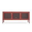 SICAAN - Sicaan Meuble TV Industriel en métal 130 cm 3 Portes, Terracotta et Verre trempé Ezra - vignette