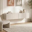 SICAAN - Sicaan Meuble TV suspendu 160cm beige à tasseaux - LEYA - vignette