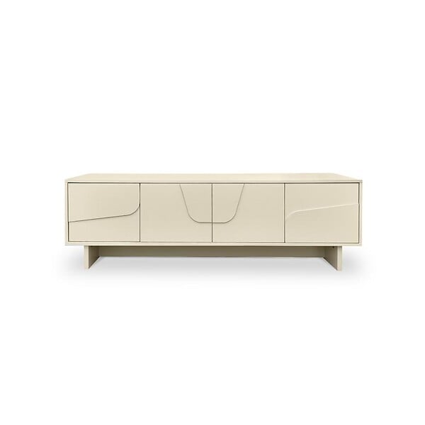 SICAAN - Sicaan Meuble TV beige 160cm - 4 portes - finition mélaminée - FLORA - large