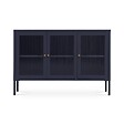 SICAAN - Sicaan Meuble TV Industriel en métal Bleu Nuit 105 cm 3 Portes en Verre trempé - Caleb - vignette
