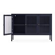 SICAAN - Sicaan Meuble TV Industriel en métal Bleu Nuit 105 cm 3 Portes en Verre trempé - Caleb - vignette