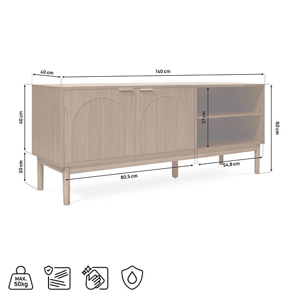 SICAAN - Sicaan Meuble TV NOLAN couleur bois de noyer style scandinave - large