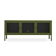 SICAAN - Sicaan Meuble TV Industriel en métal 130 cm 3 Portes, Vert Olive et Verre trempé Ezra - vignette