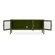 SICAAN - Sicaan Meuble TV Industriel en métal 130 cm 3 Portes, Vert Olive et Verre trempé Ezra - vignette