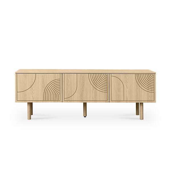 SICAAN - Sicaan Meuble TV scandinave 160  cm 3 portes finition chêne SASKIA - large