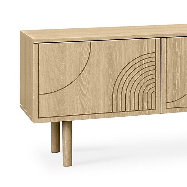 SICAAN - Sicaan Meuble TV scandinave 160  cm 3 portes finition chêne SASKIA - large