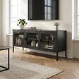 SICAAN - Sicaan Meuble TV industriel métal 130  cm 3 portes, noir et verre trempé EZRA - vignette