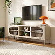 SICAAN - Sicaan Meuble TV Industriel en métal Beige 160 cm 2 Portes en Verre cannelé - Come - vignette
