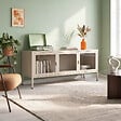 SICAAN - Sicaan Meuble TV Industriel en métal 130 cm 3 Portes, Beige et Verre trempé Ezra - vignette