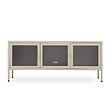 SICAAN - Sicaan Meuble TV Industriel en métal 130 cm 3 Portes, Beige et Verre trempé Ezra - vignette