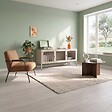 SICAAN - Sicaan Meuble TV Industriel en métal 130 cm 3 Portes, Beige et Verre trempé Ezra - vignette