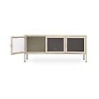 SICAAN - Sicaan Meuble TV Industriel en métal 130 cm 3 Portes, Beige et Verre trempé Ezra - vignette