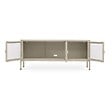SICAAN - Sicaan Meuble TV Industriel en métal 130 cm 3 Portes, Beige et Verre trempé Ezra - vignette