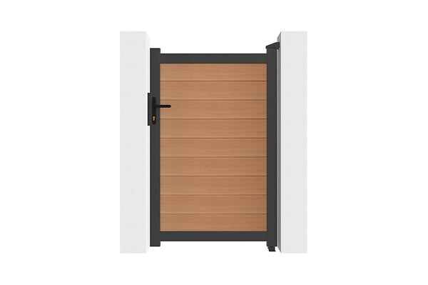 CASANOOV - Casanoov Portillon bois composite plein 1m ATHOS H.160 cm teck avec cadre aluminium - large