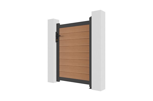CASANOOV - Casanoov Portillon bois composite plein 1m ATHOS H.140 cm teck avec cadre aluminium - large