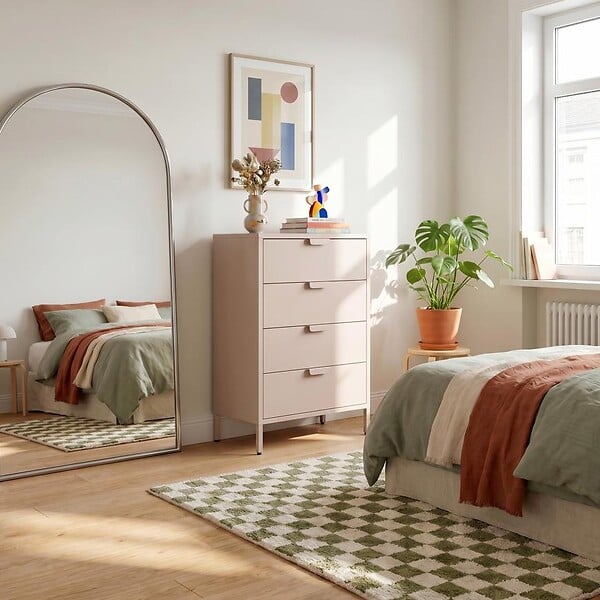 SICAAN - Sicaan Commode industrielle en métal L.60cm 4 tiroirs beige - THEA - large