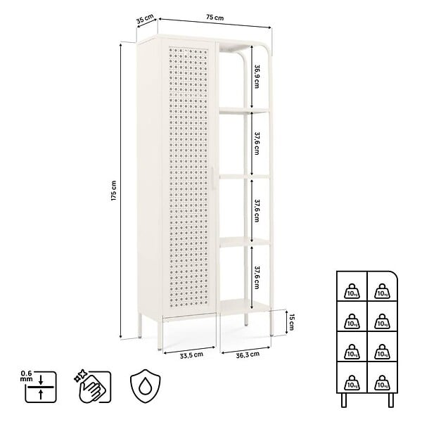 SICAAN - Sicaan Etagère Industrielle en métal grillagé Beige 1 Porte 4 Cases - Hera - large