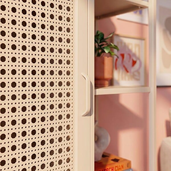 SICAAN - Sicaan Etagère Industrielle en métal grillagé Beige 1 Porte 4 Cases - Hera - large
