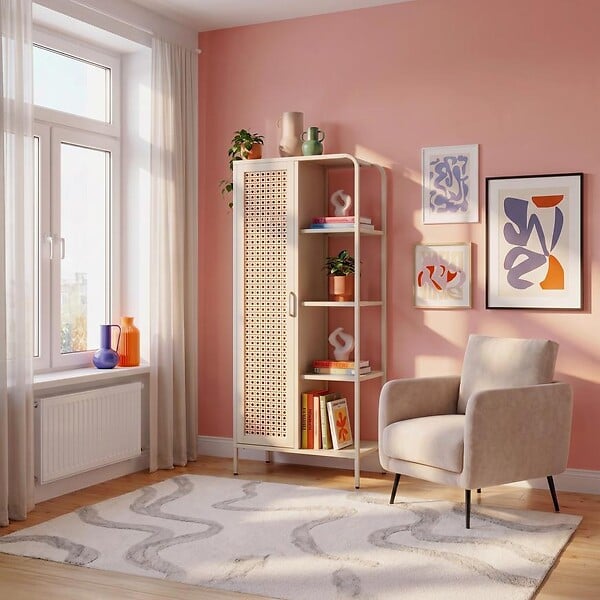 SICAAN - Sicaan Etagère Industrielle en métal grillagé Beige 1 Porte 4 Cases - Hera - large
