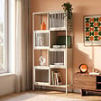 SICAAN - Sicaan Etagères Industrielle en métal H170 cm 4 Portes 4 niches Beige et Verre cannelé Kiara - vignette