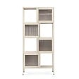 SICAAN - Sicaan Etagères Industrielle en métal H170 cm 4 Portes 4 niches Beige et Verre cannelé Kiara - vignette